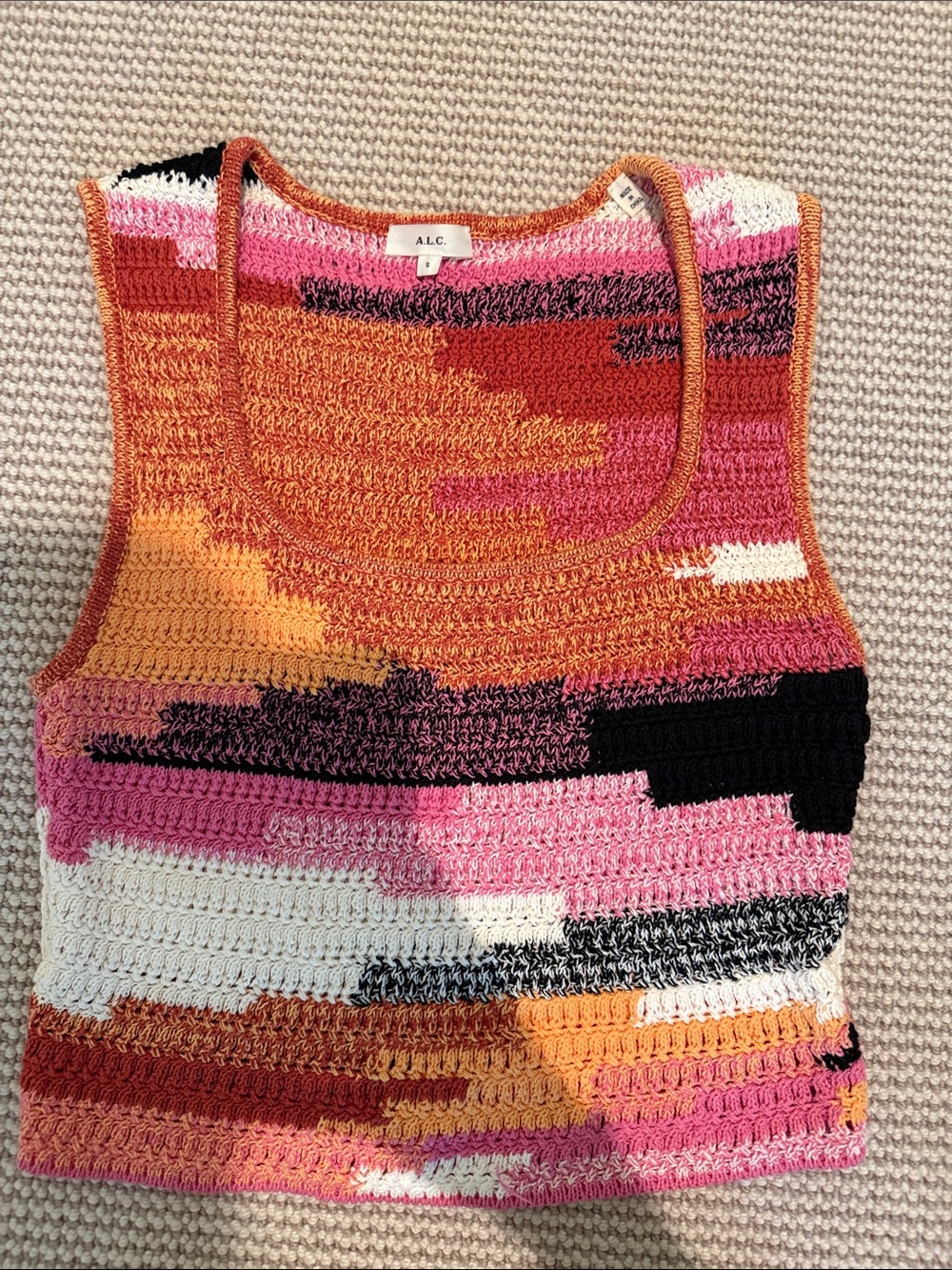 A.L.C. Multicolor Knit Maxi Skirt — Pink, Orange & Black Abstract - Picture 3 of 6